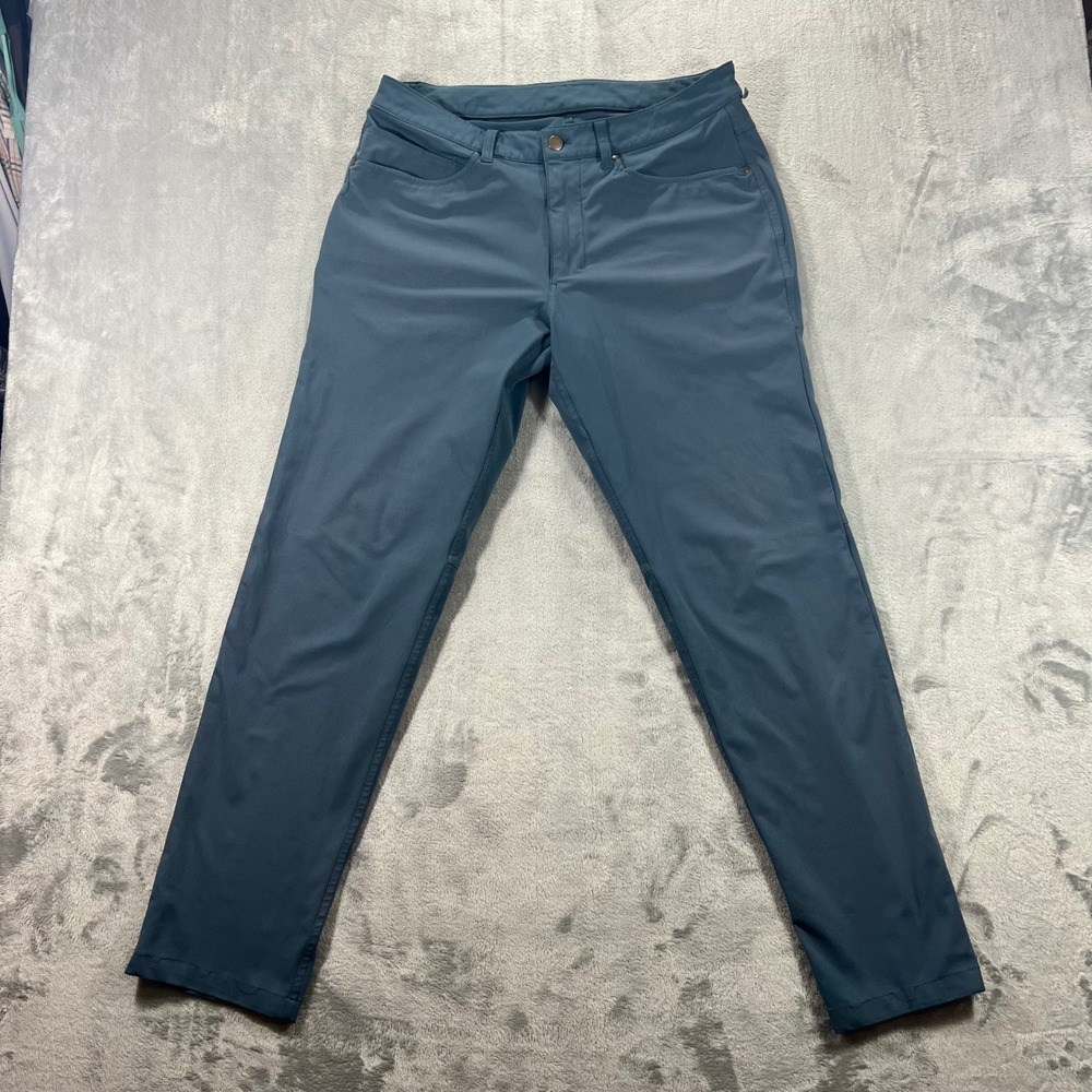 LULULEMON Commission Pant Slim Mens 32 Blue Gray Warpstreme Stretch Golf Office